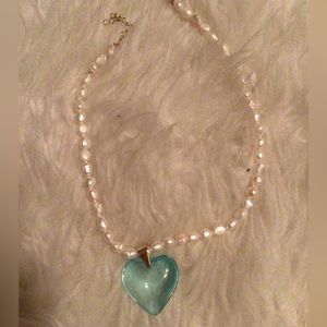 Rare Petit Moments Glass, heart pearl choker